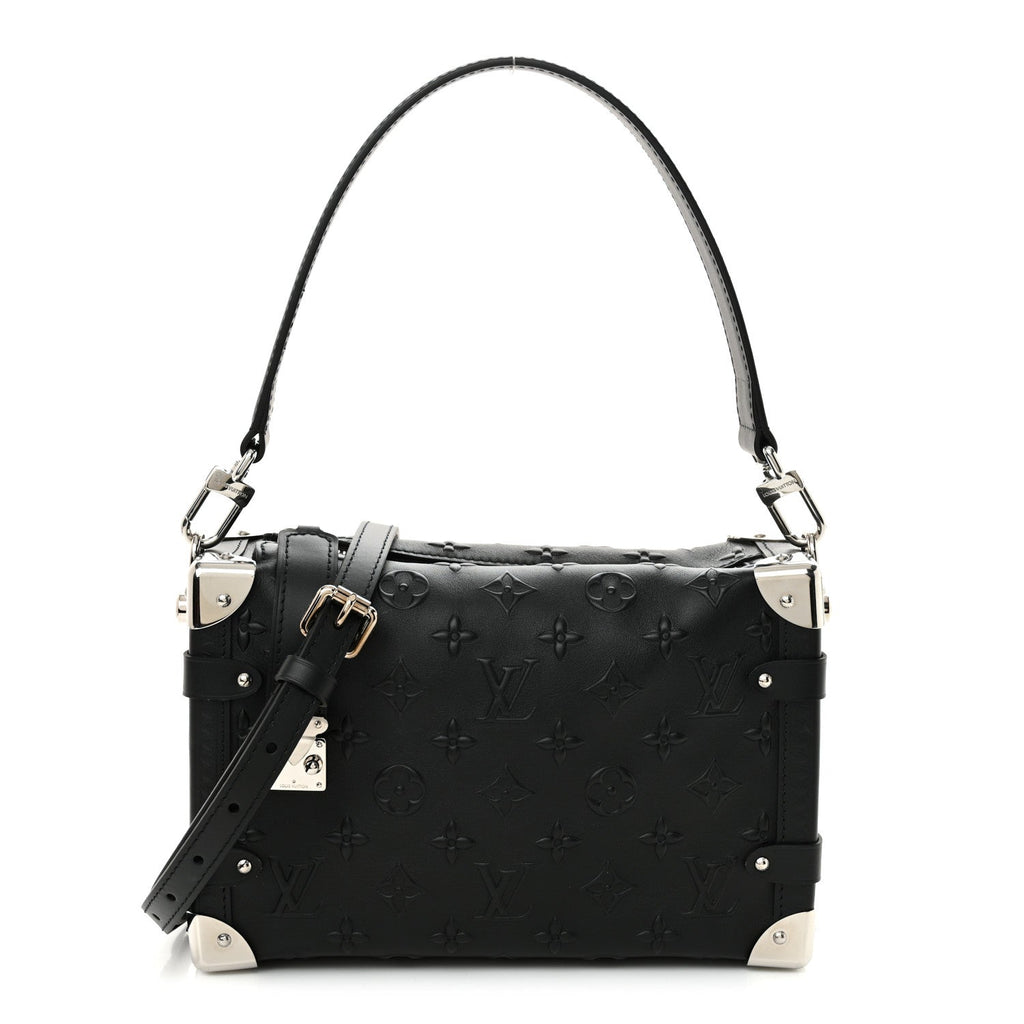 Calfskin Debossed Monogram Side Trunk Black