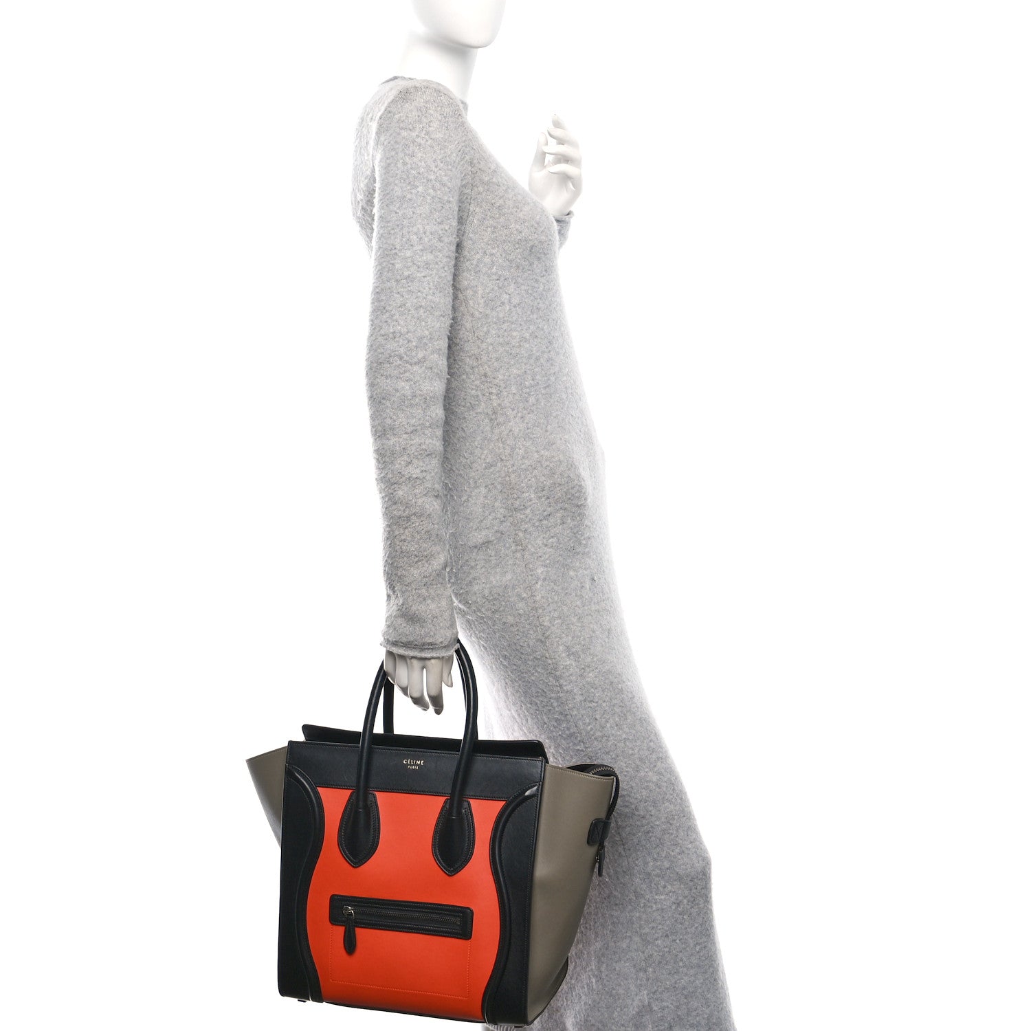 Elephant Calfskin Mini Tri-Color Luggage Bright Orange