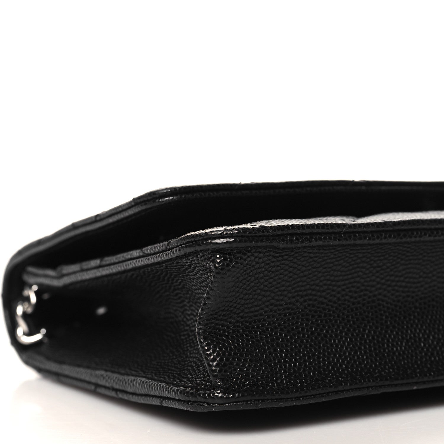 Caviar Quilted CC Logo Wallet on Chain WOC Black