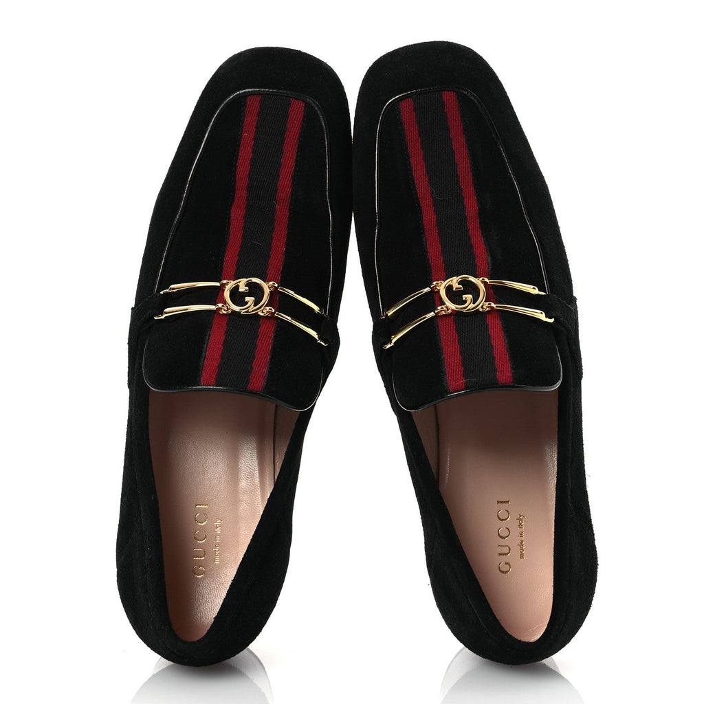 Suede Web Womens Loafers 38.5 Black