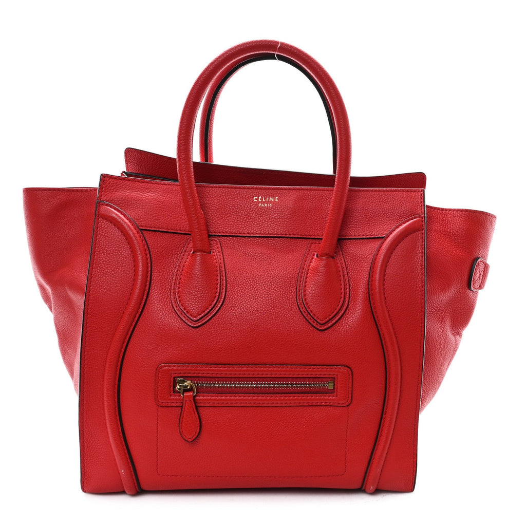Drummed Calfskin Mini Luggage Coquelicot