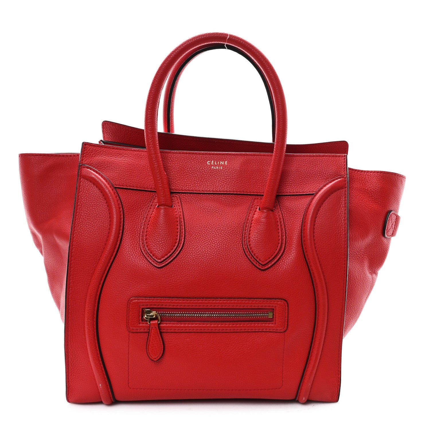 Drummed Calfskin Mini Luggage Coquelicot