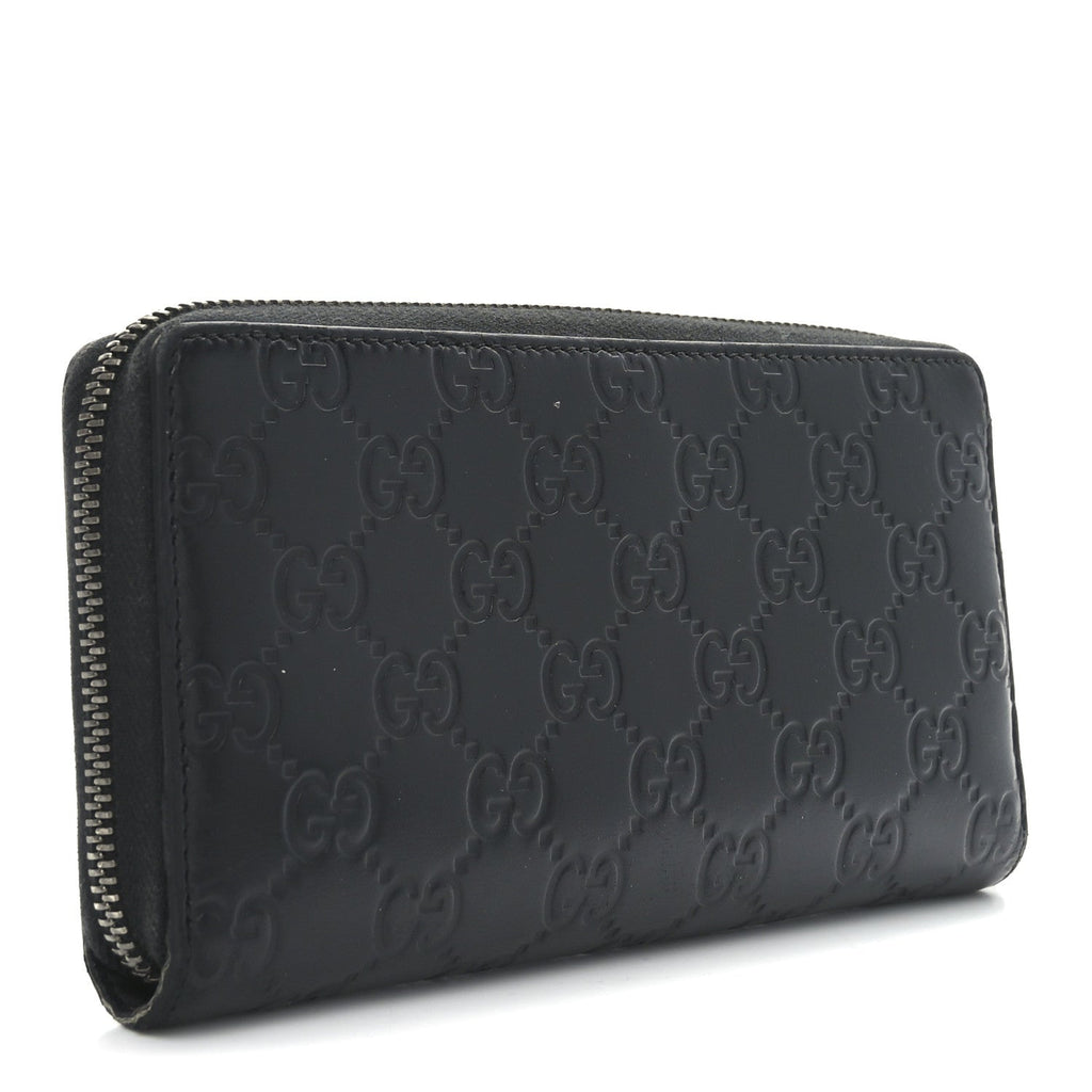 Guccissima Signature Zip Around Organizer Wallet Black