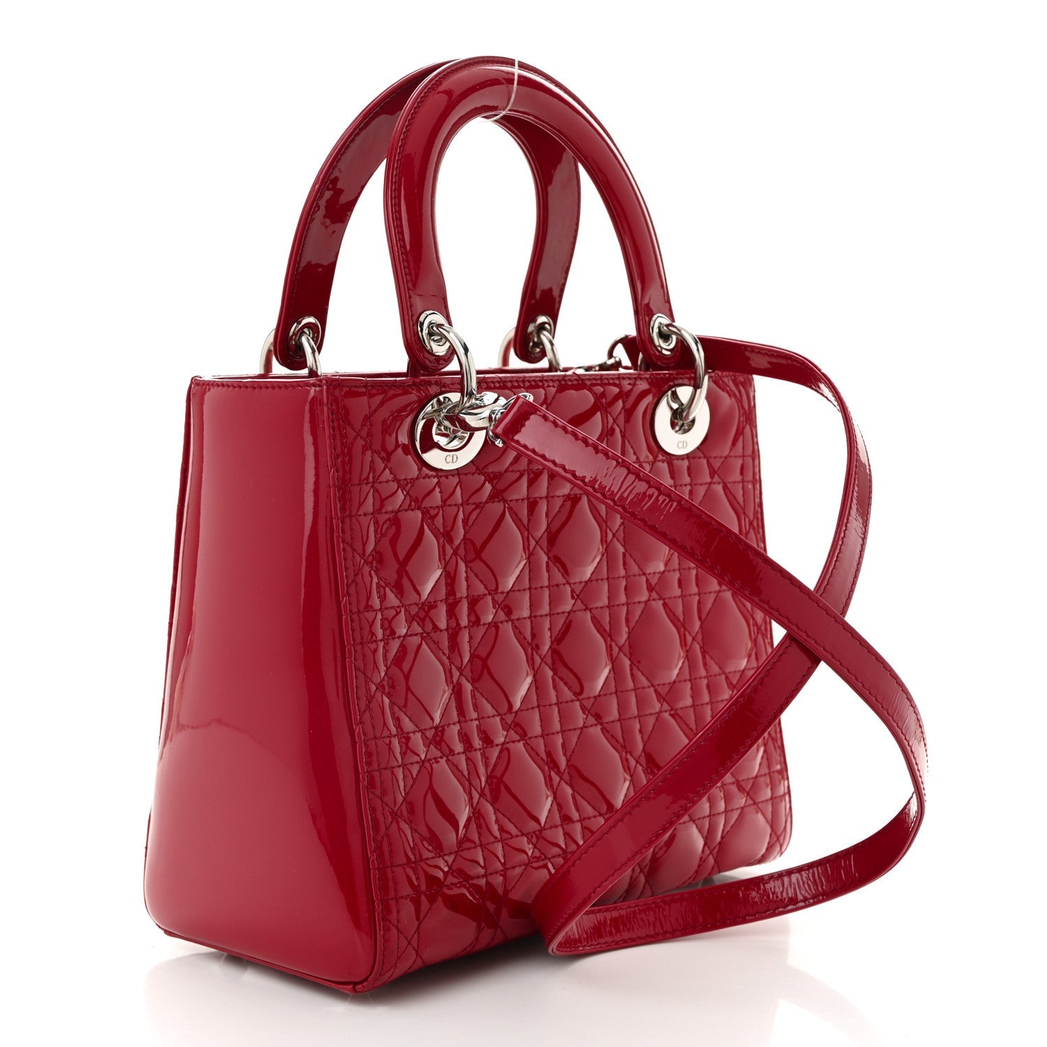 Patent Cannage Medium Lady Dior Red