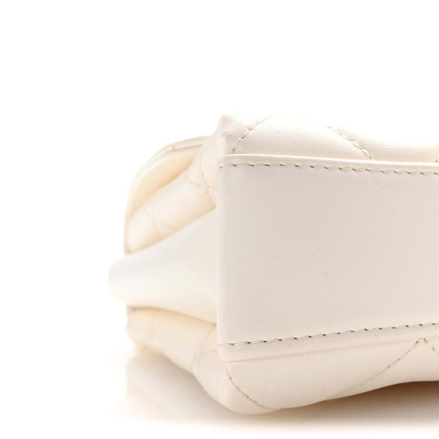Lambskin Quilted Mini CC Crystal Logo Chain Flap White