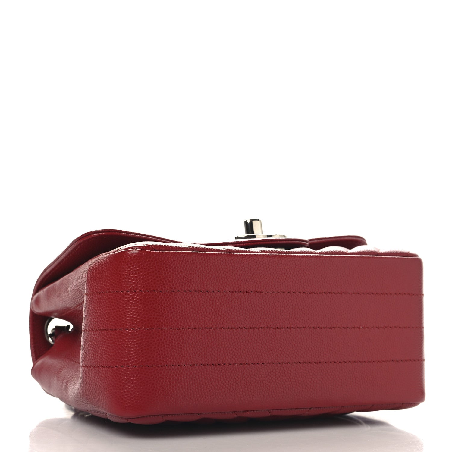 Caviar Chevron Quilted Mini Square Flap Red