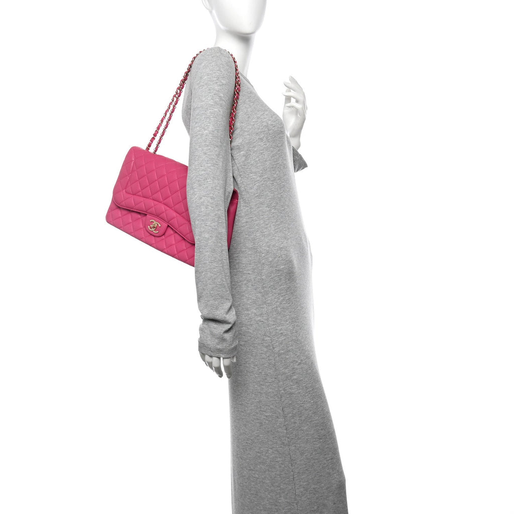 Lambskin Quilted Medium Mademoiselle Chic Flap Fuchsia