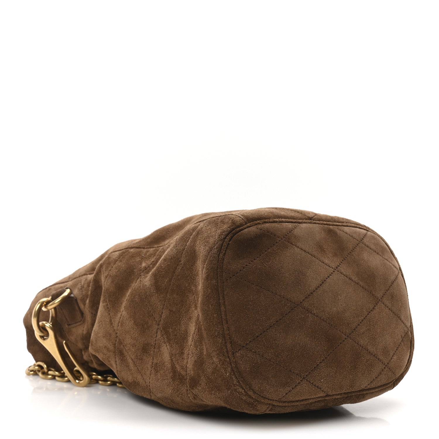 Suede Quilted Le Maillon Bucket Bag Brown