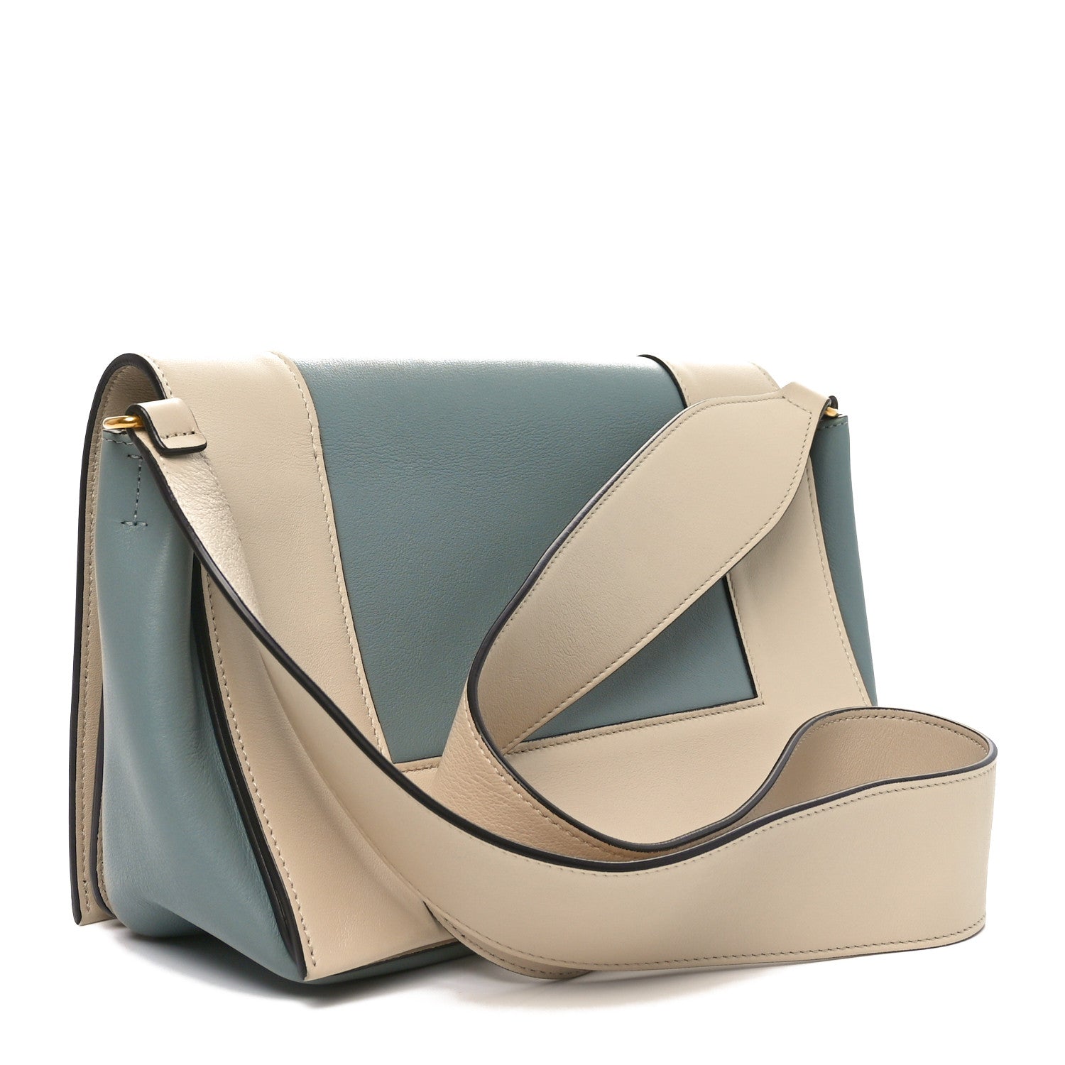 Shiny Smooth Calfskin Medium Frame Shoulder Bag Grege Storm