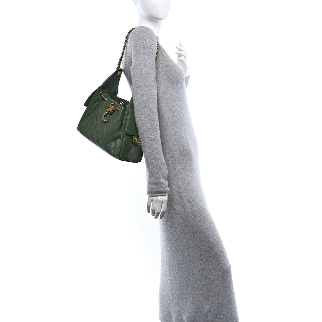 Caviar Quilted Small Chanel 25 Handbag Khaki