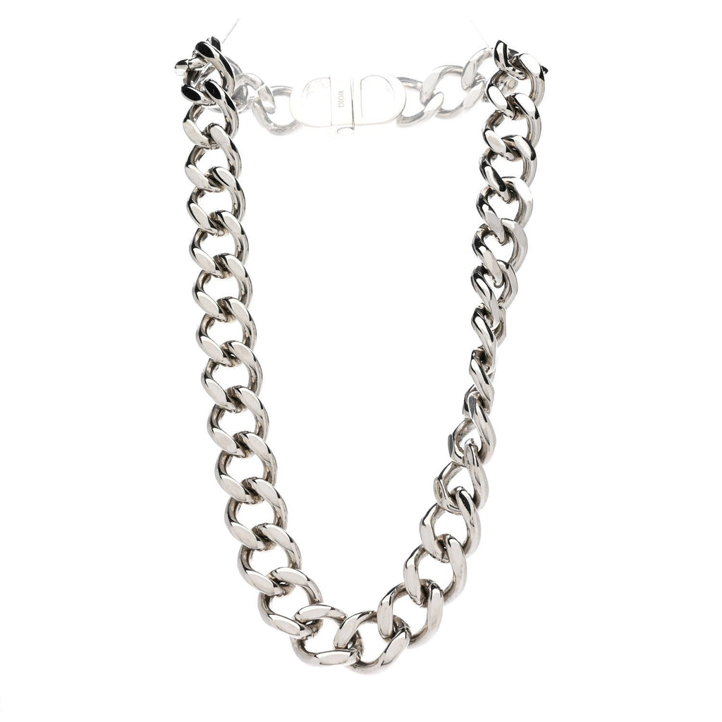Brass CD Icon Chain Link Necklace Silver