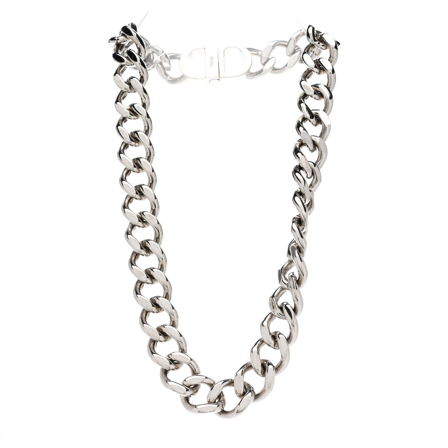 Brass CD Icon Chain Link Necklace Silver