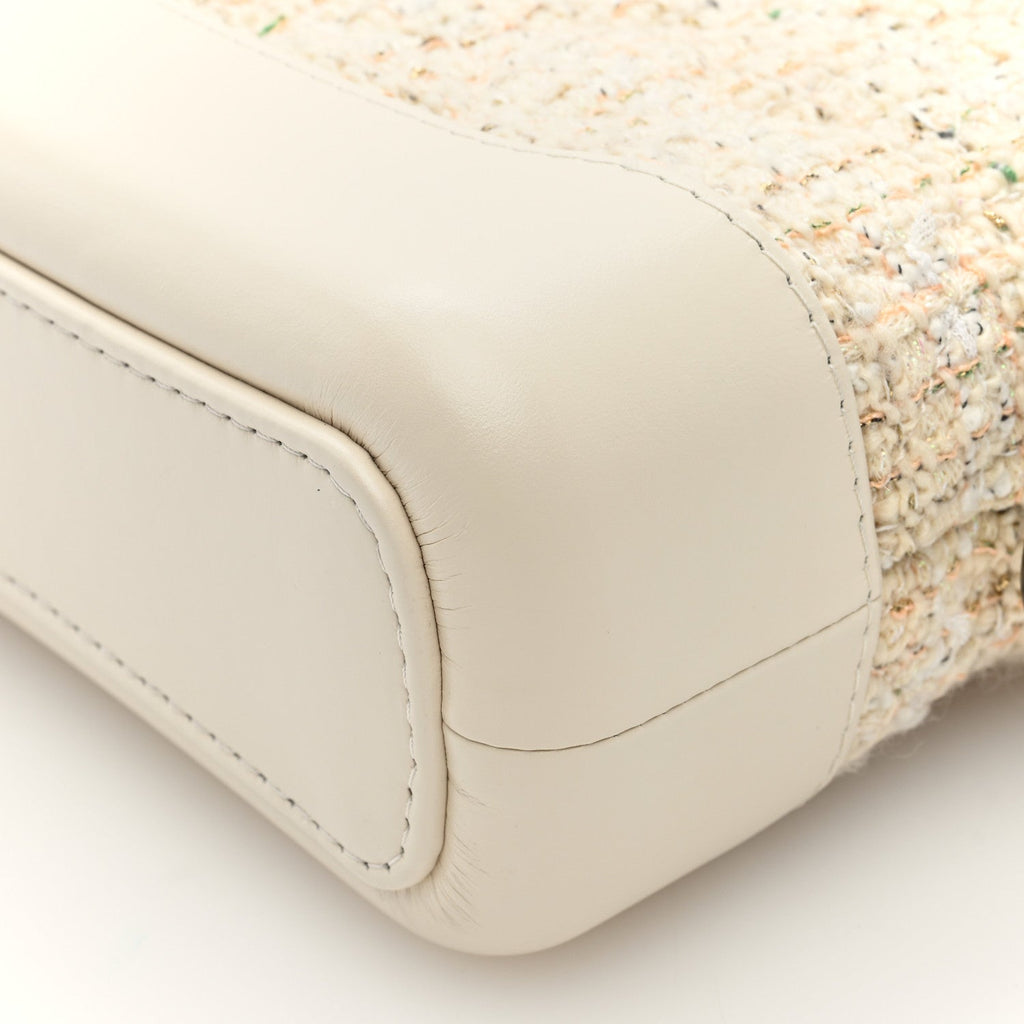 Tweed Calfskin Quilted Small Gabrielle Hobo Beige Ivory