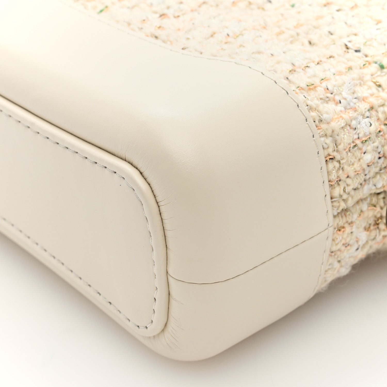 Tweed Calfskin Quilted Small Gabrielle Hobo Beige Ivory