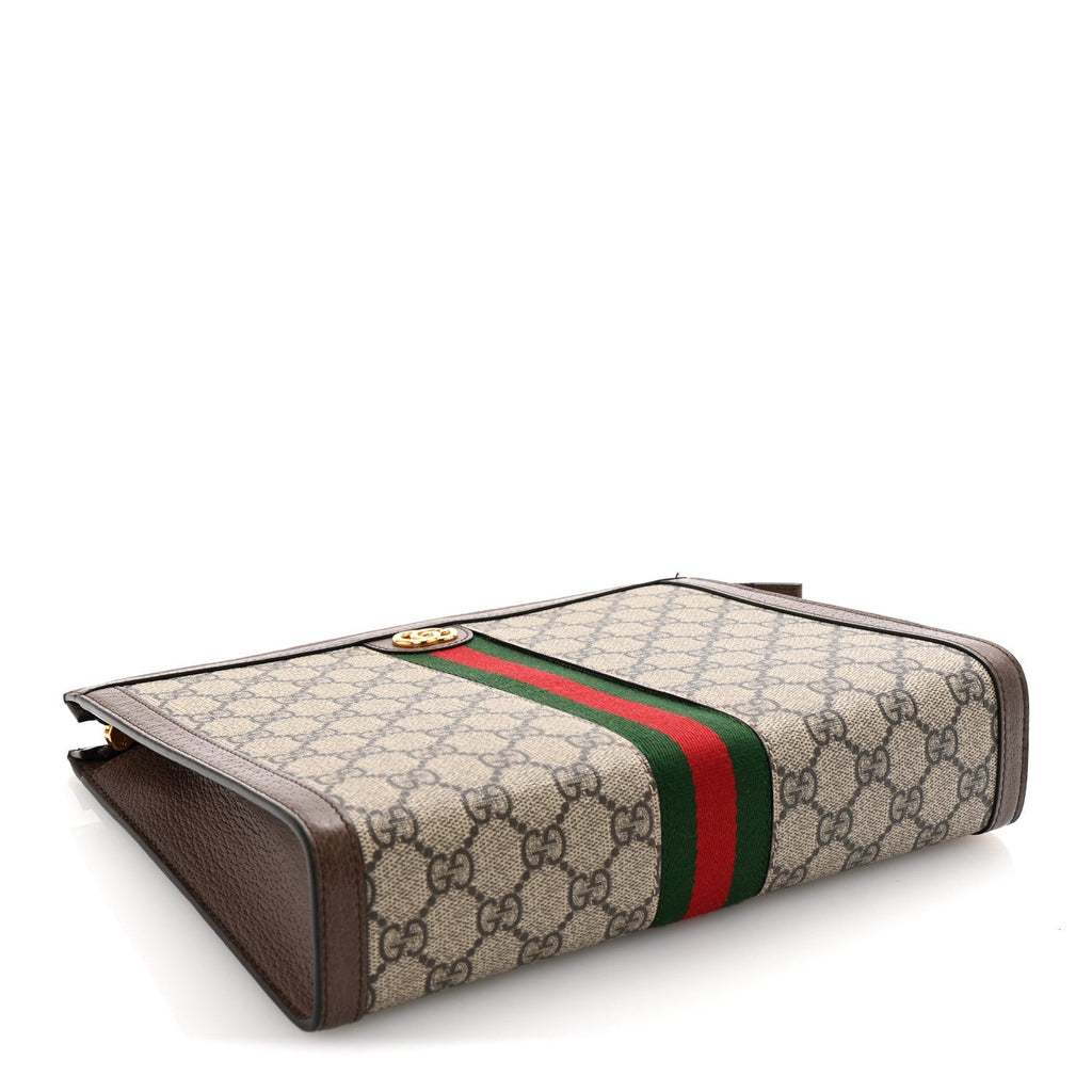 GG Supreme Monogram Web Ophidia Pouch Brown