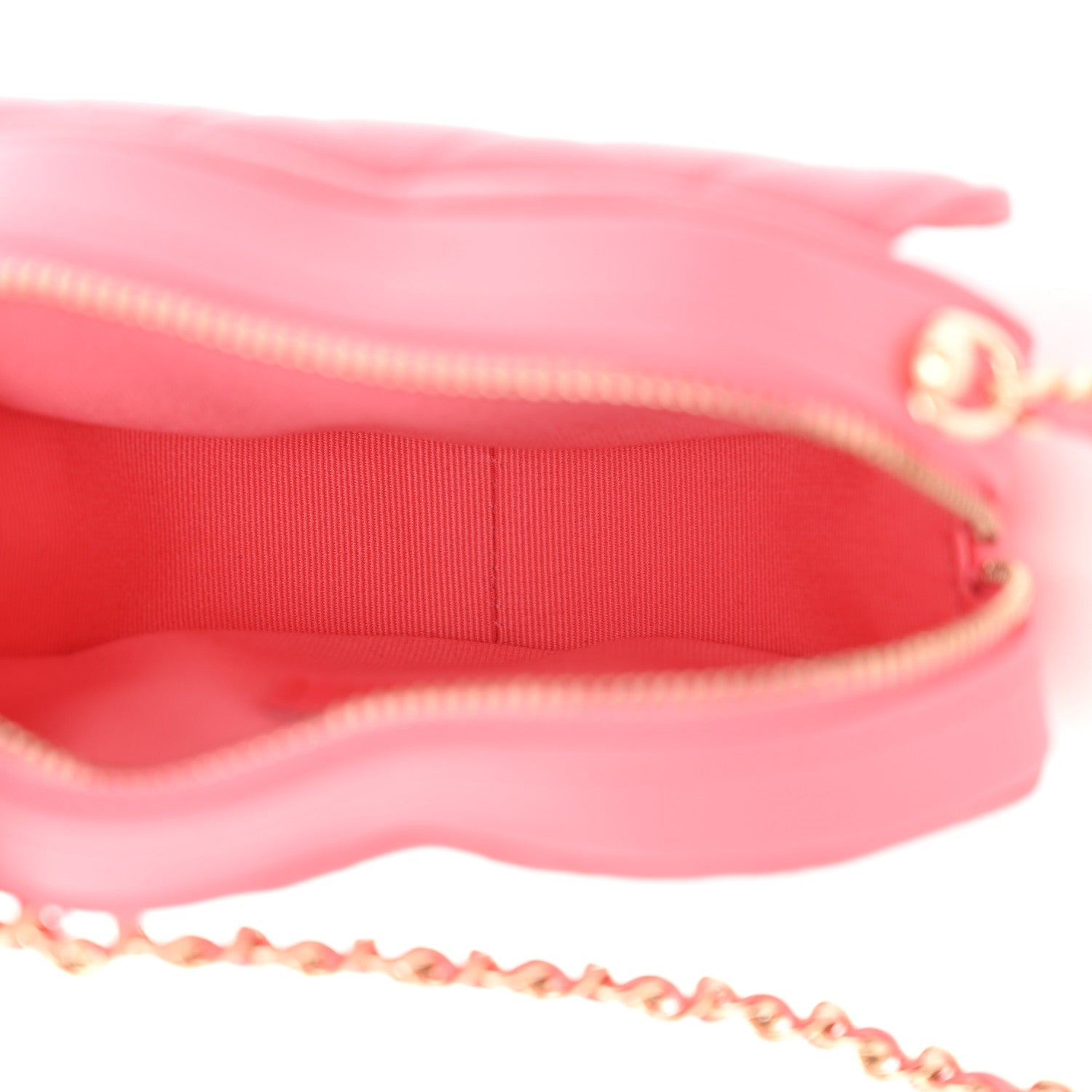 Lambskin Quilted CC In Love Heart Clutch With Chain Pink