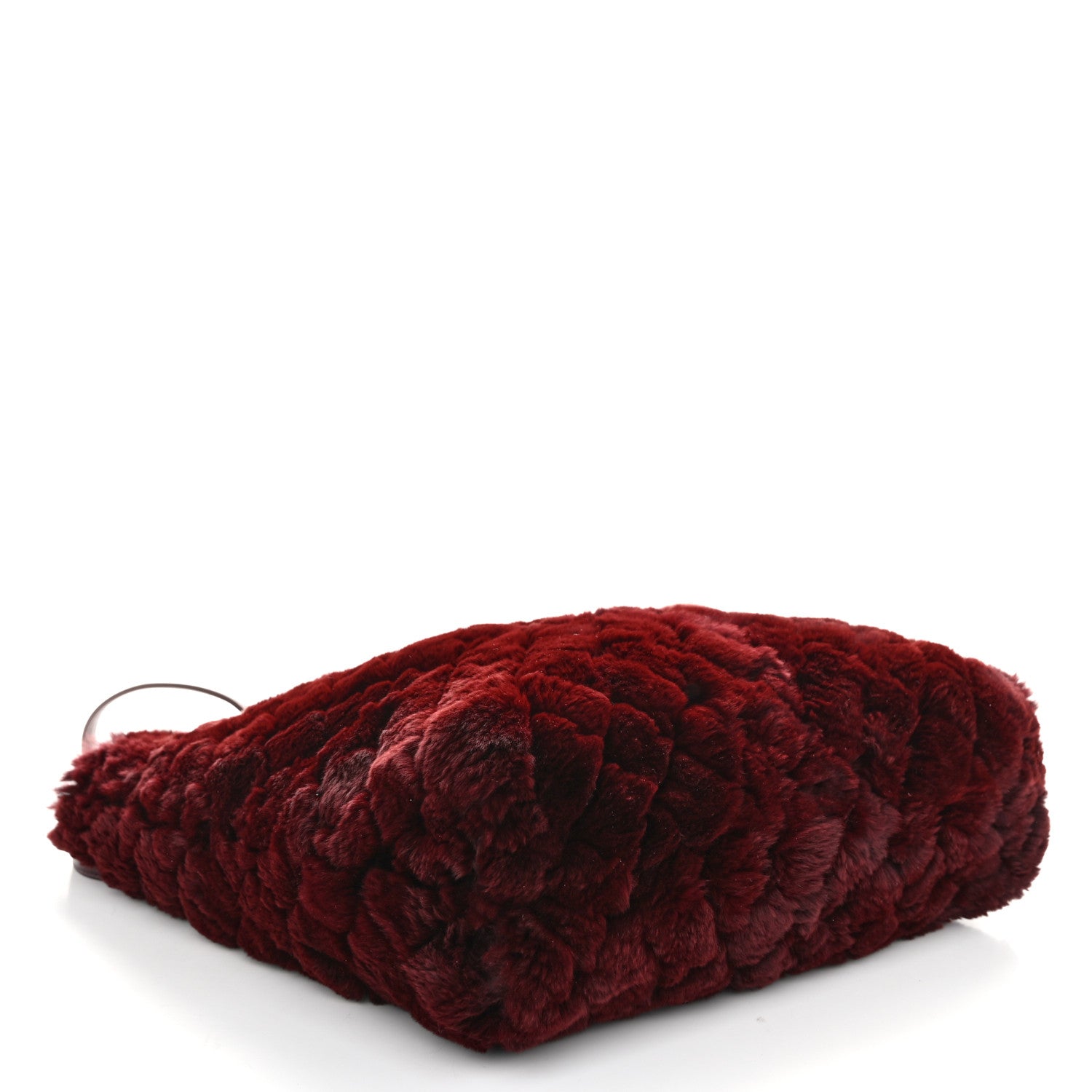 Rabbit Fur Quilted Pattern Shopping Tote Burgundy