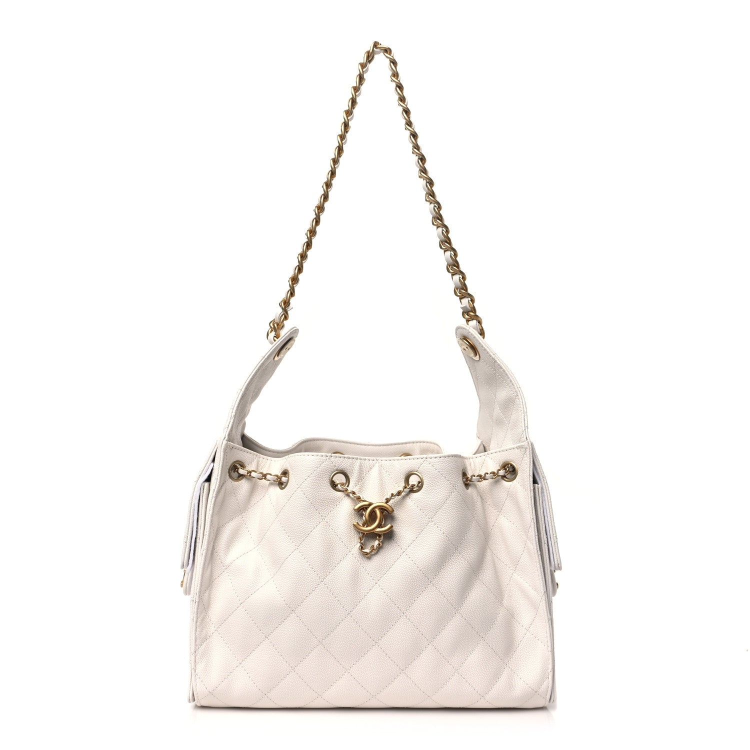 Caviar Quilted Small Chanel 25 Handbag White