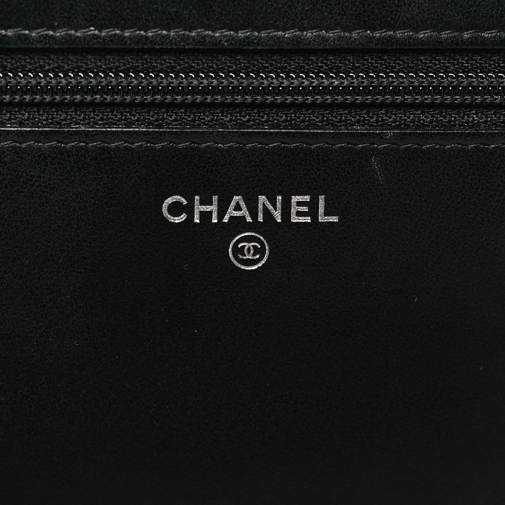 Aged Calfskin Quilted Gabrielle Wallet On Chain WOC Black