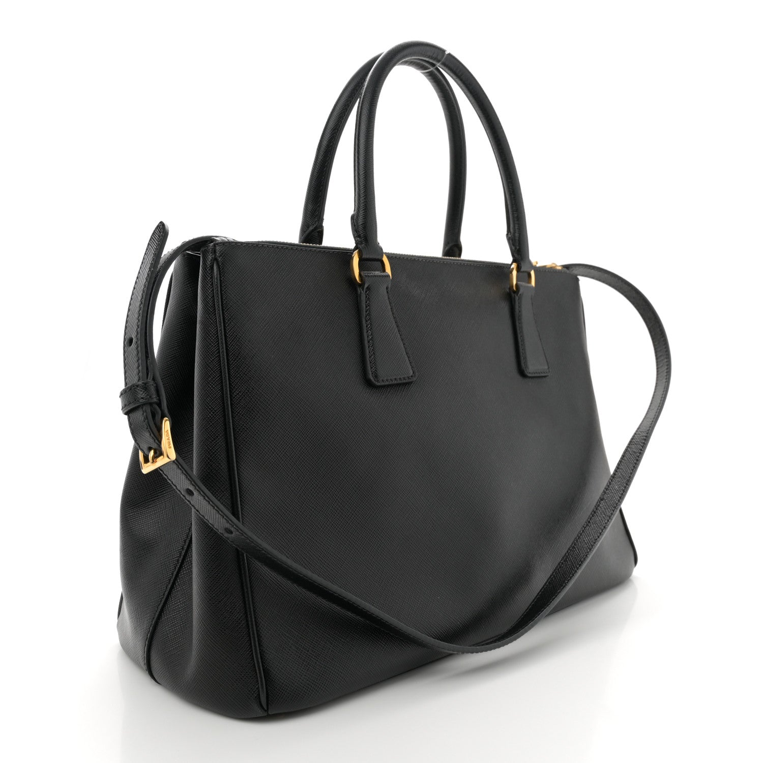 Saffiano Medium Galleria Double Zip Tote Black
