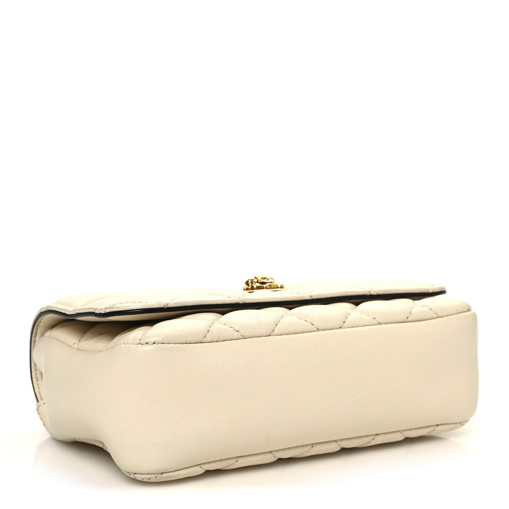 Nappa Quilted Small Medusa Chain Crossbody White