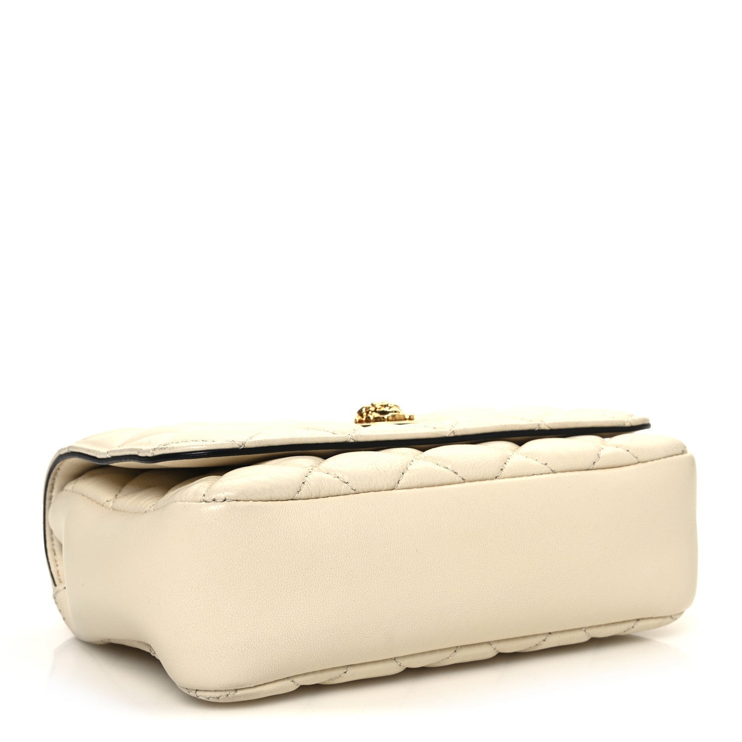 Nappa Quilted Small Medusa Chain Crossbody White