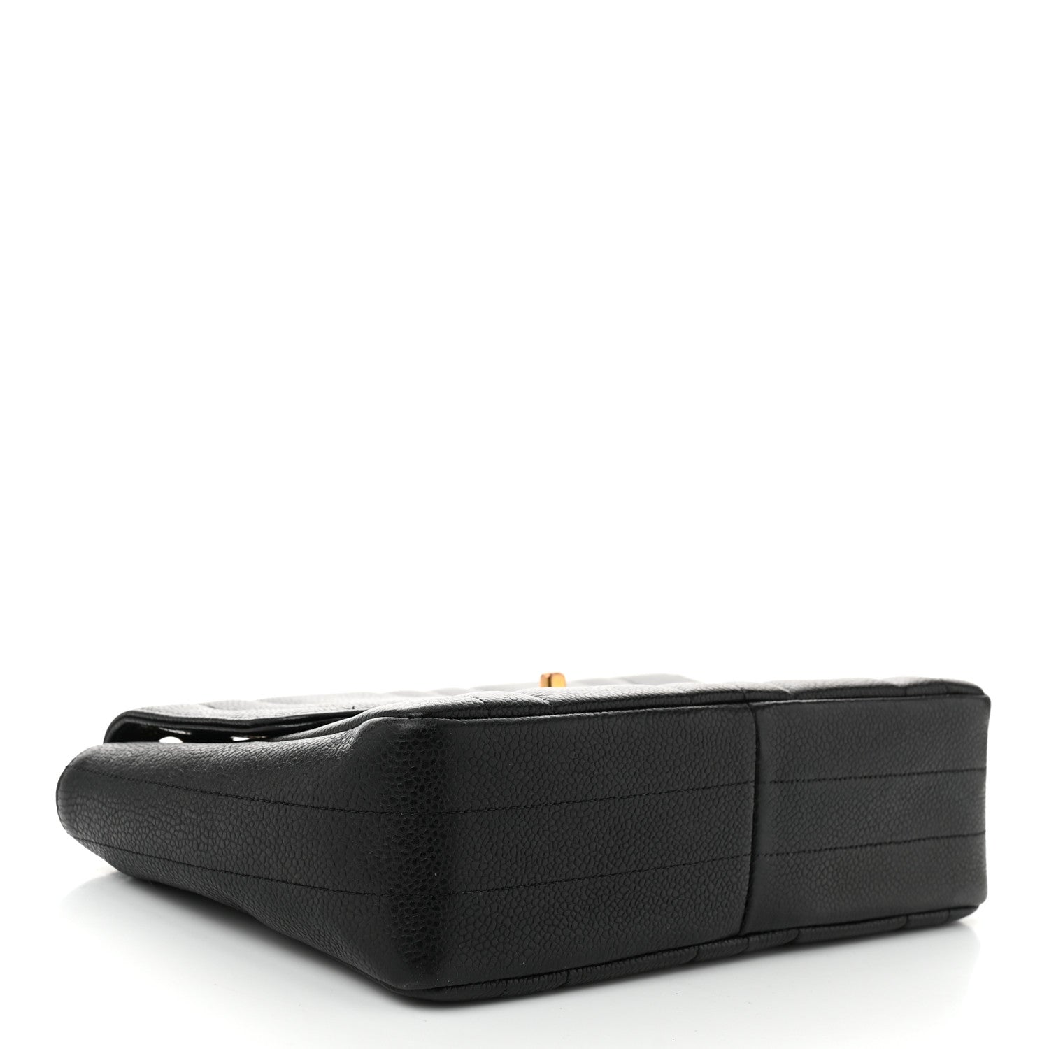 Caviar Vertical Quilted Small Single Flap Black