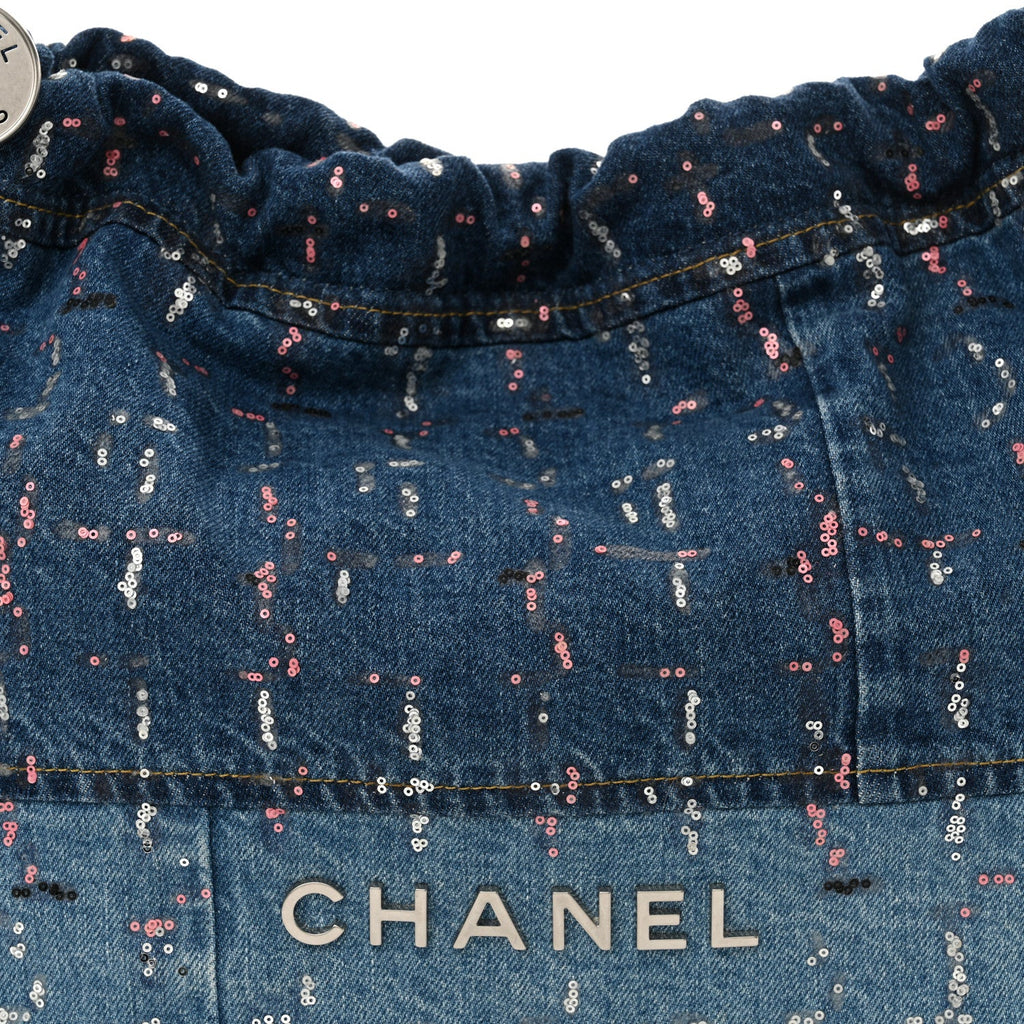 Denim Sequin Chanel 22 Blue