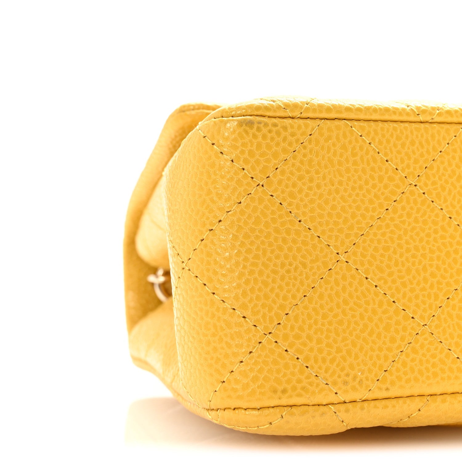 Caviar Quilted Mini Rectangular Flap Yellow