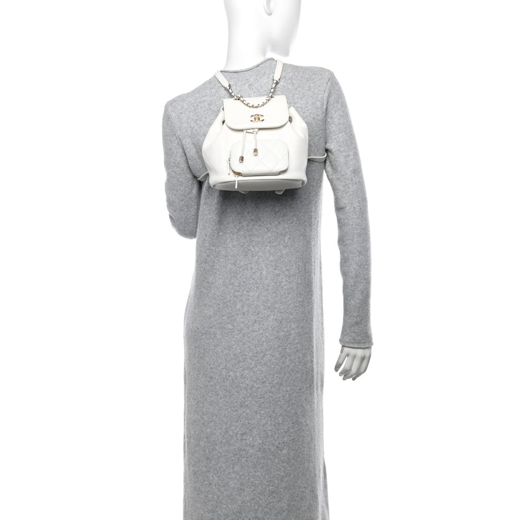 Caviar Quilted Business Affinity Backpack White