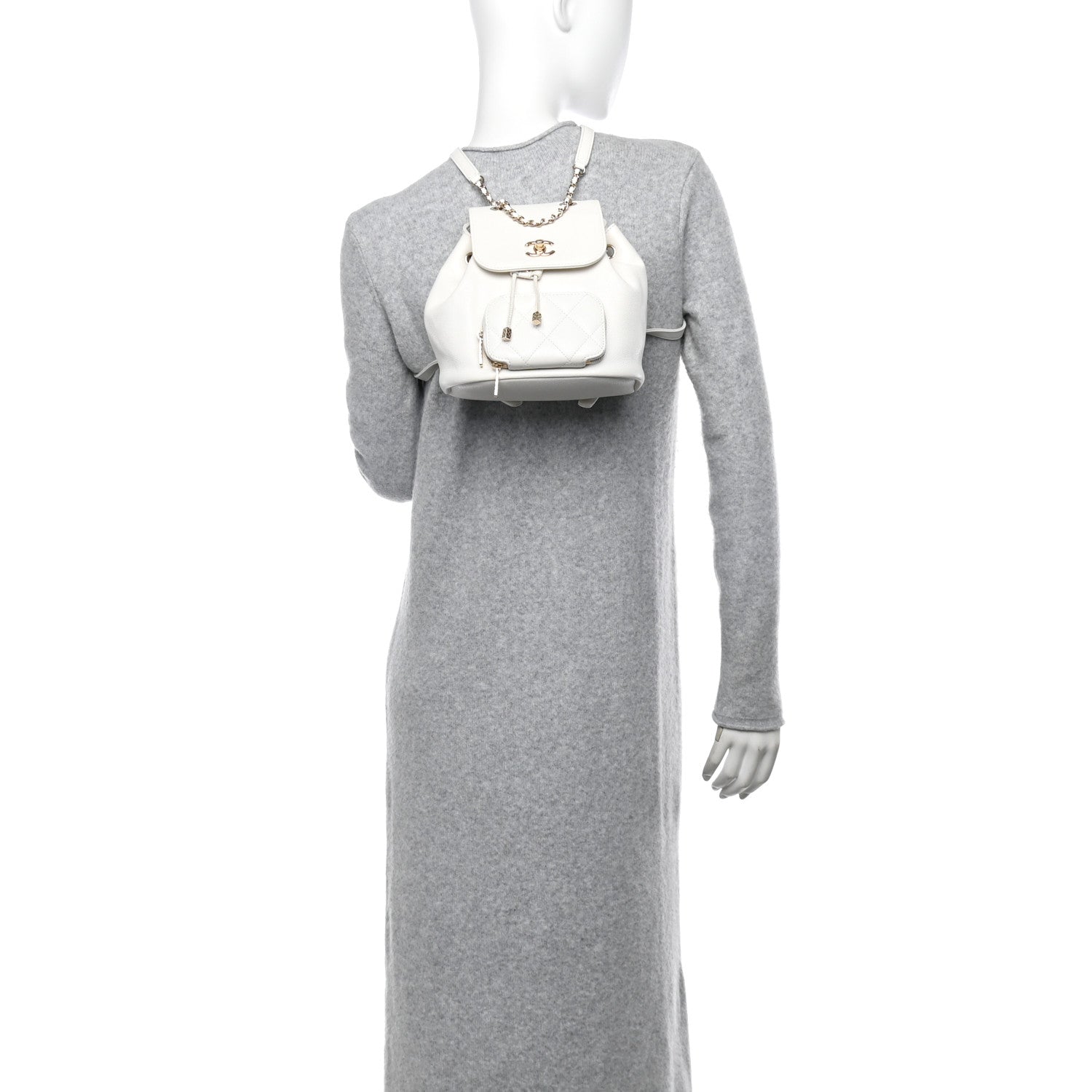 Caviar Quilted Business Affinity Backpack White