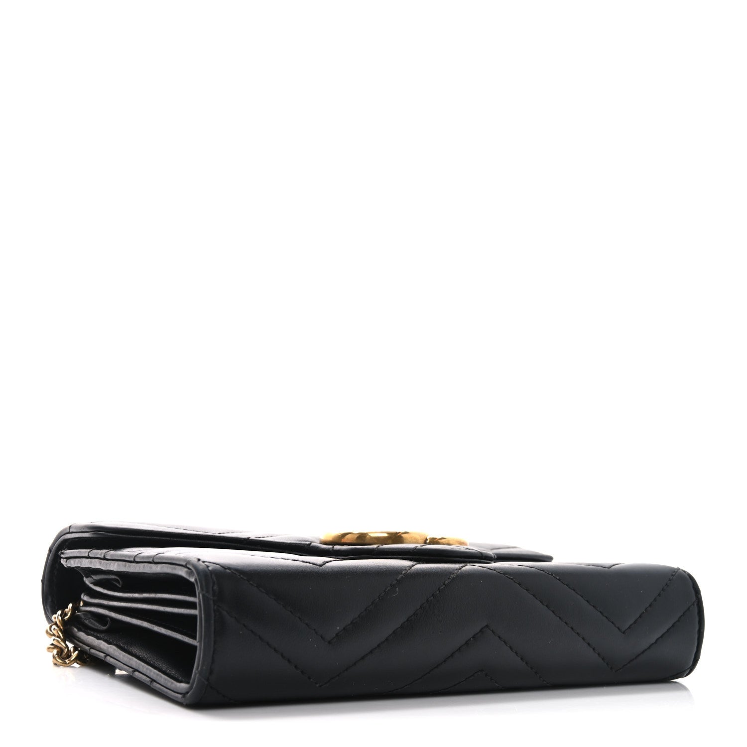 Calfskin Matelasse GG Marmont Chain Wallet Black