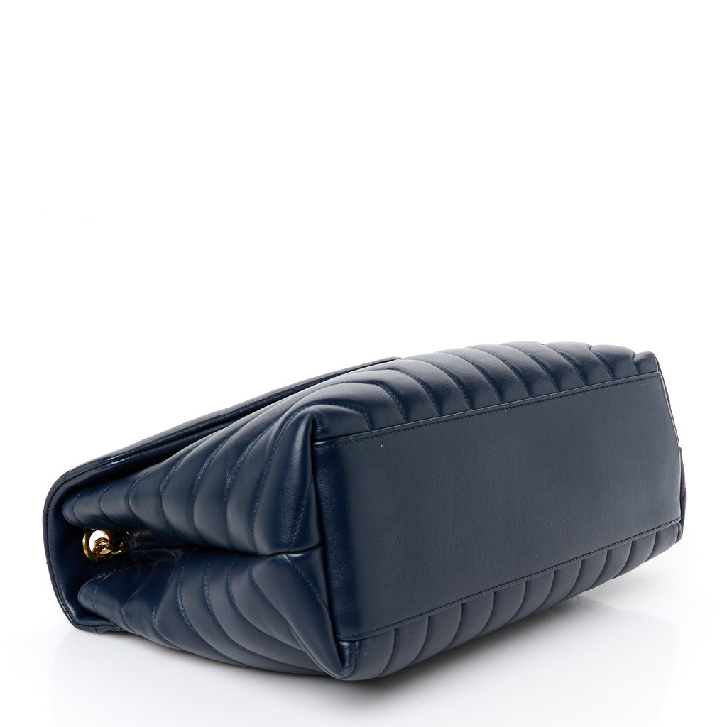 Calfskin Y Quilted Monogram Medium Loulou Chain Satchel Deep Marine