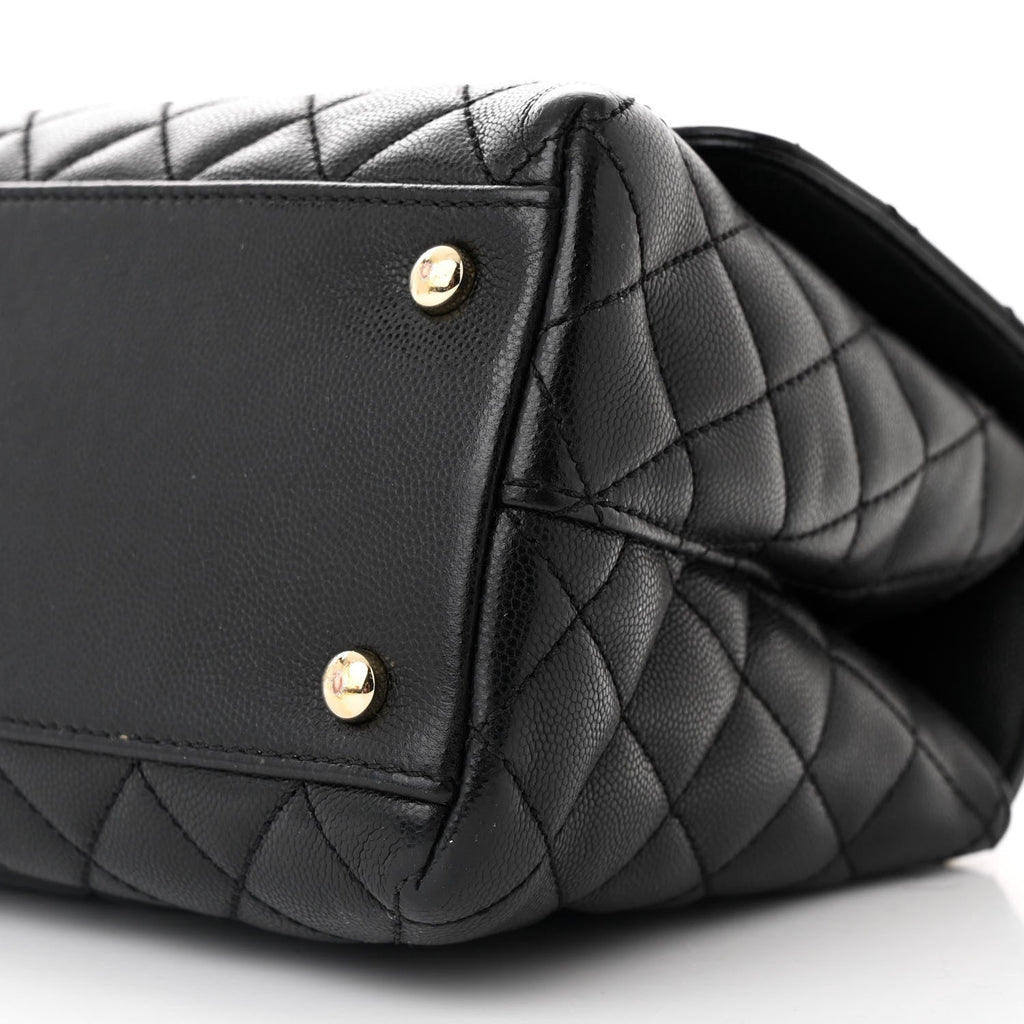 Caviar Quilted Small Coco Handle Flap Black