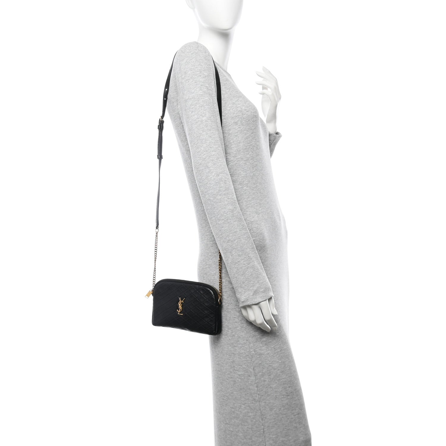 Lambskin Quilted Gaby Zipped Pouch Black
