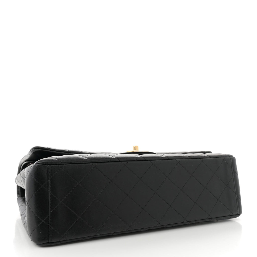 Lambskin Quilted Maxi Double Flap Black