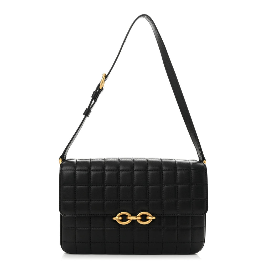 Lambskin Carre Quilted Le Maillon Satchel Black