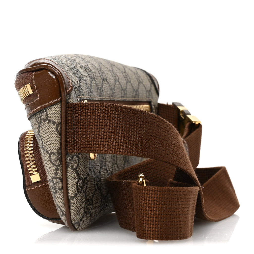 GG Supreme Monogram Textured Calfskin Retro Interlocking G Belt Bag Beige Ebony Brown Sugar