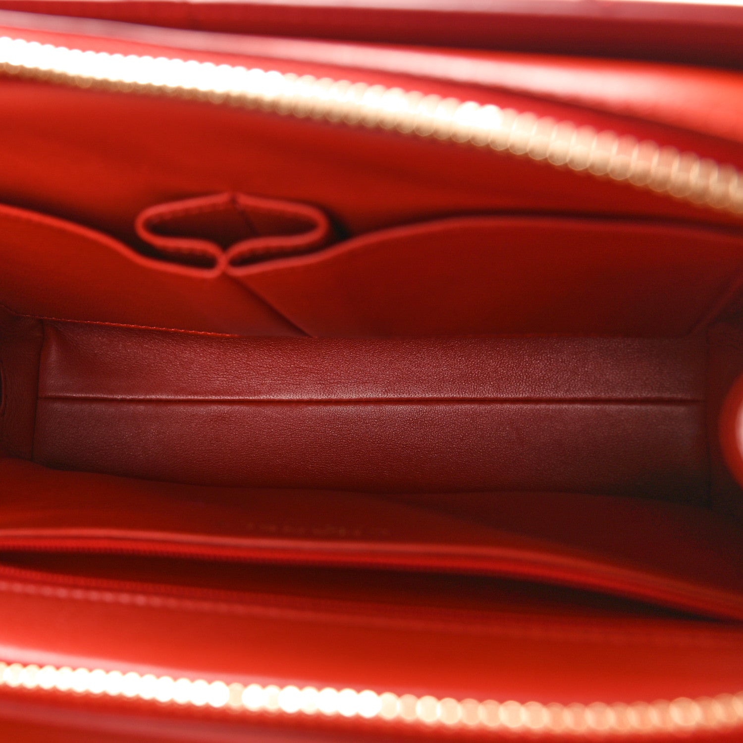 Calfskin Chevron Quilted Large Medal Flap Red