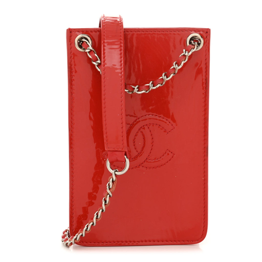 Patent Crossbody CC Phone Holder Red
