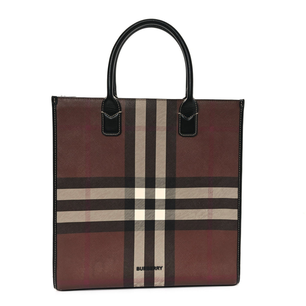 E-Canvas Denny Check Tote Brown