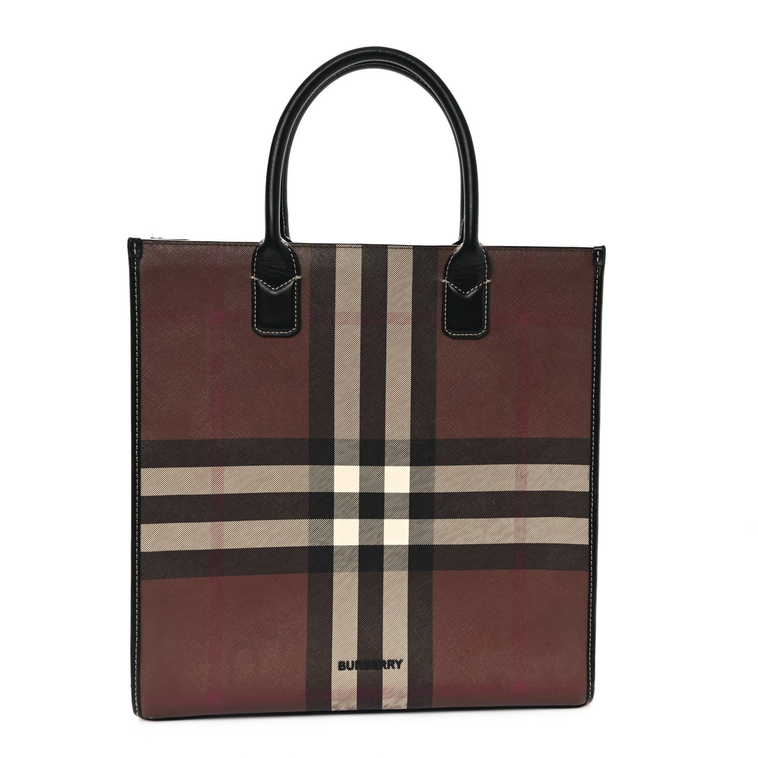 E-Canvas Denny Check Tote Brown