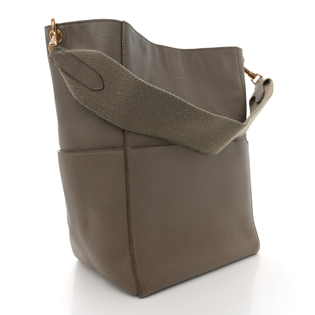Soft Grained Calfskin Sangle Bucket Bag Taupe