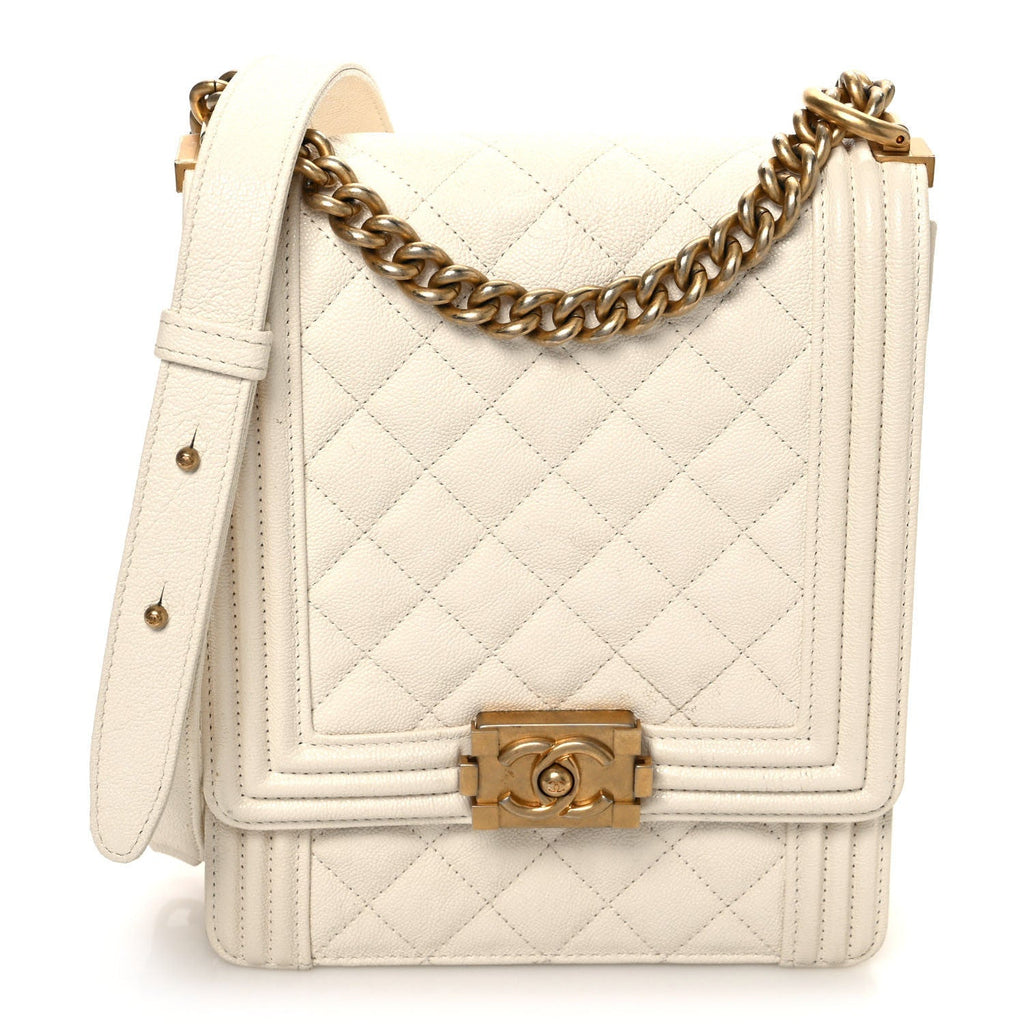Caviar Quilted North South Boy Flap White