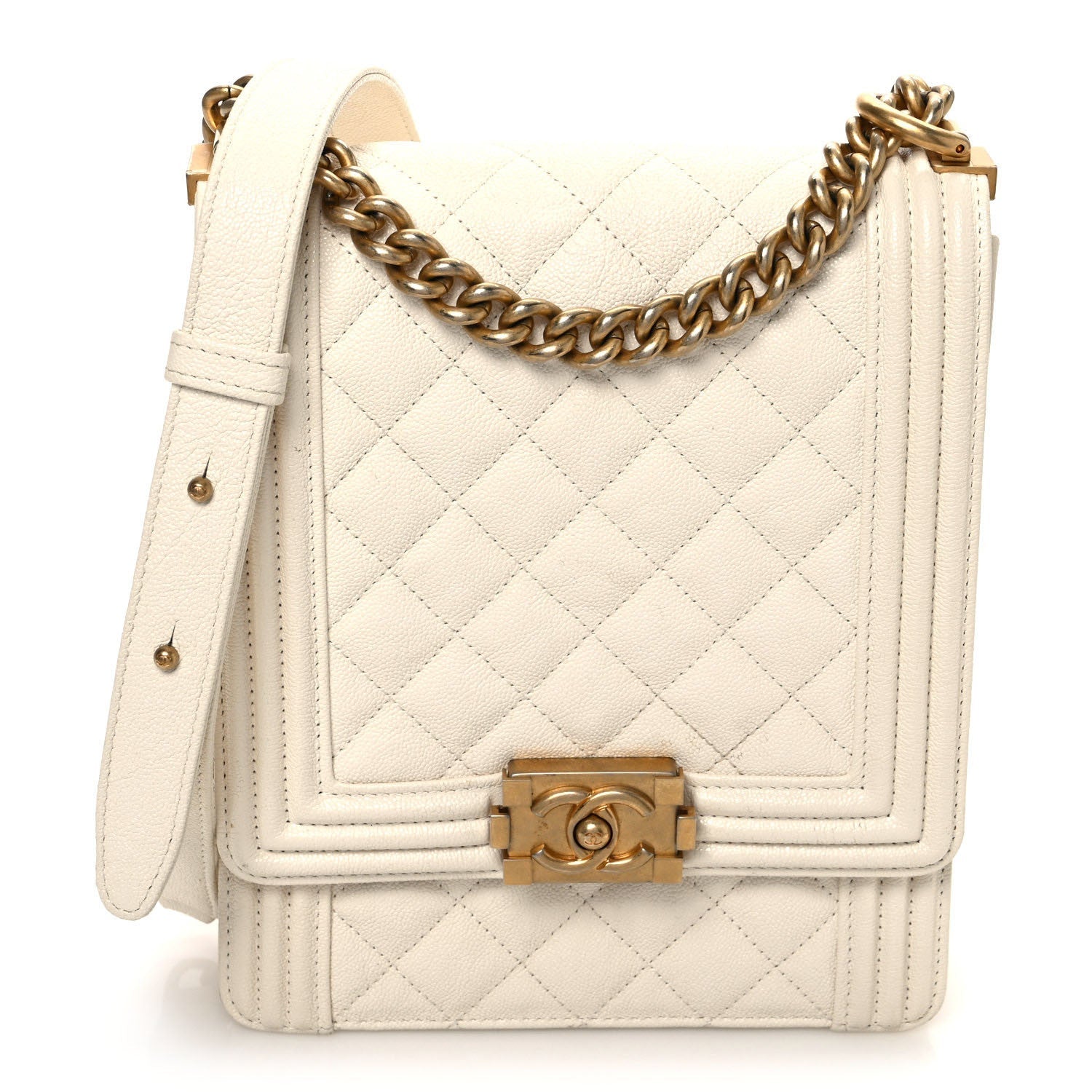 Caviar Quilted North South Boy Flap White