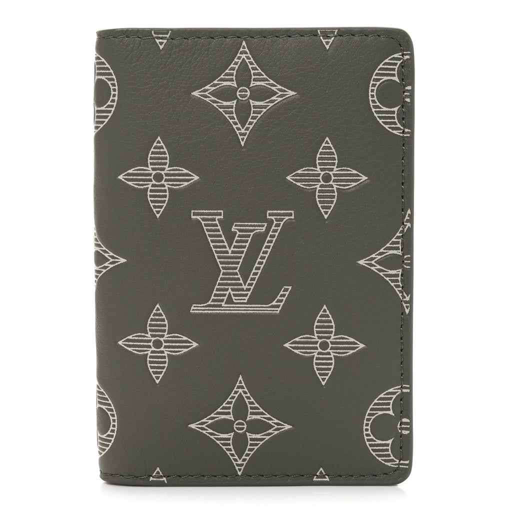 Calfskin Monogram Shadow Pocket Organizer Olive Green
