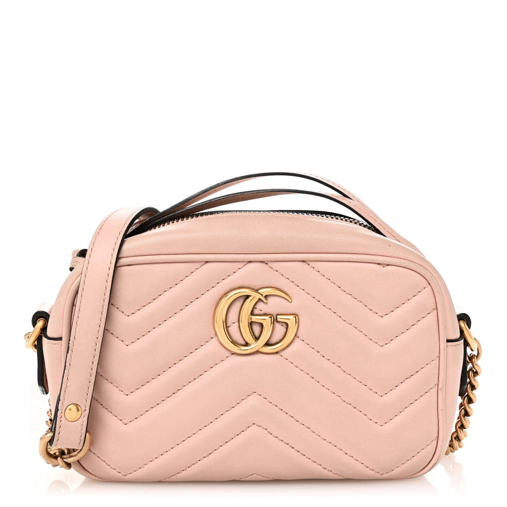 Calfskin Matelasse Mini GG Marmont Chain Shoulder Bag Perfect Pink