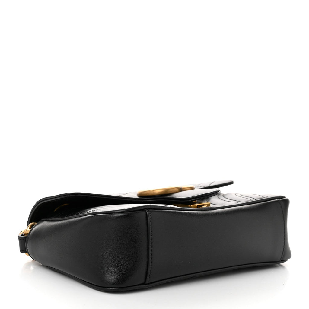 Calfskin Matelasse Mini GG Marmont Shoulder Bag Black