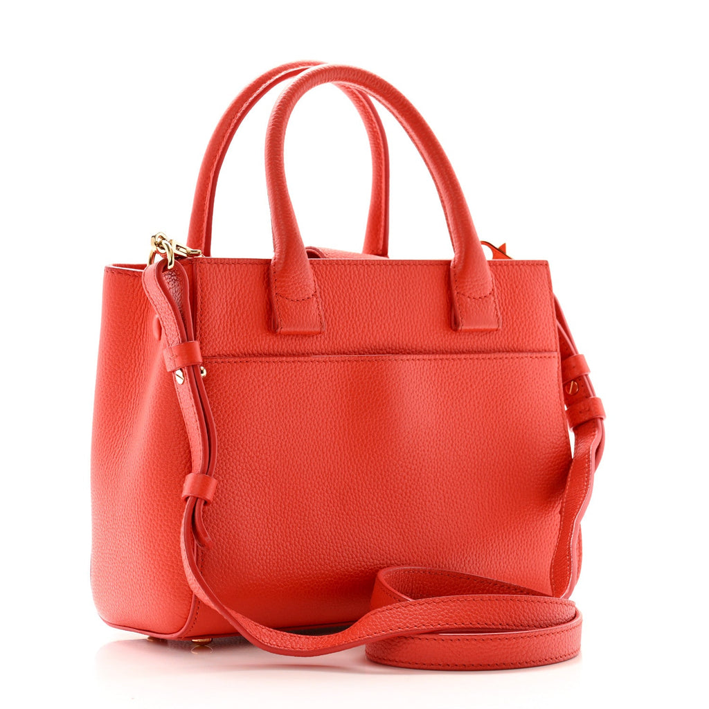Grained Calfskin Mini Neo Executive Shopper Tote Red