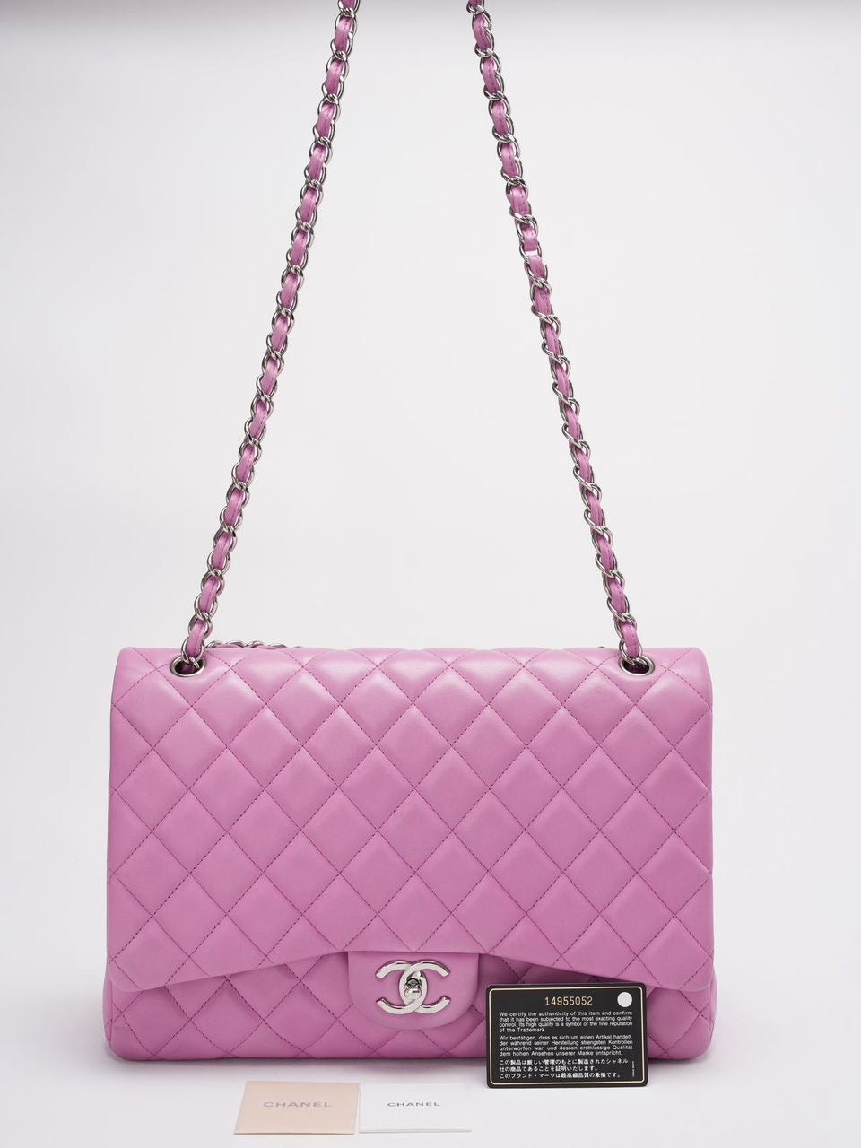 Chanel Timeless Classic Flap Bag Maxi Lilac Purple with Silver Hardware